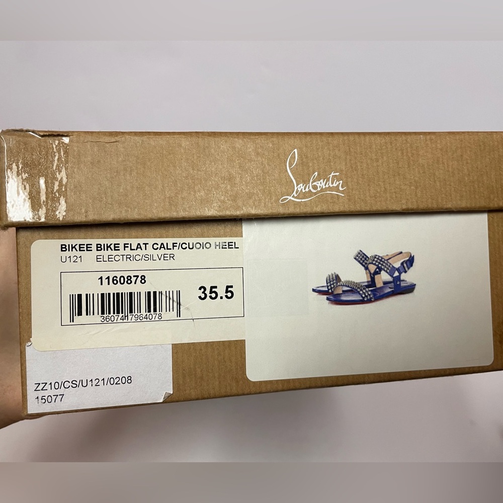 Christian Louboutin Blue Studded Leather Sandals - Picture 15 of 15